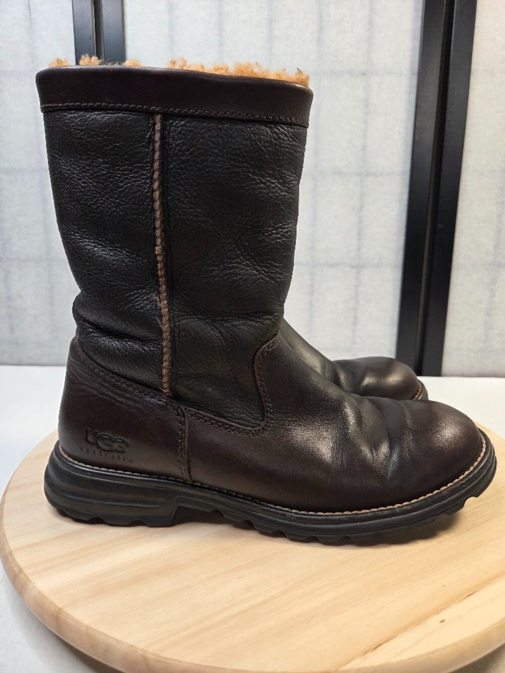 UGG Dark Brown Shearling Leather Midcalf Boots Women US 9